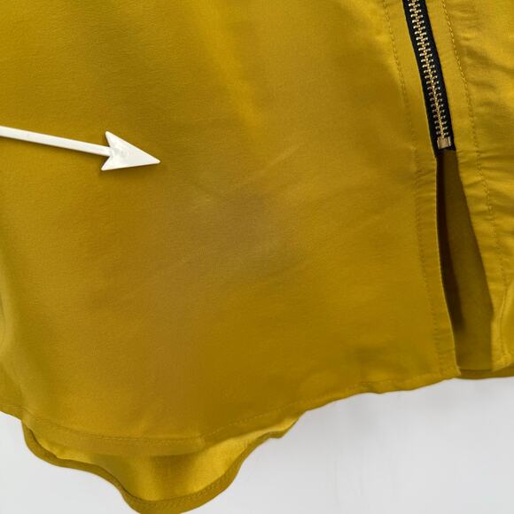 Amanda Uprichard Blouse Large NWT Mustard 100% Silk Zip Sleeveless Chartreuse - Picture 4 of 9